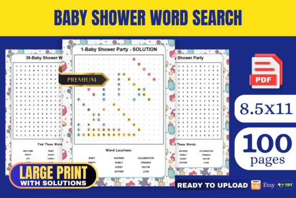 Baby Shower Word Search Book KDP for Relaxing Golf Puzzles