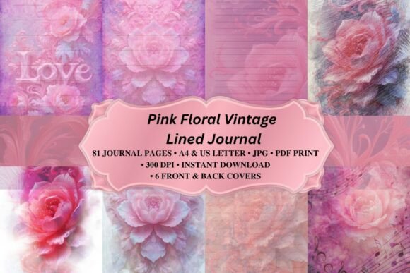 Pink Floral Lined Journal for Creators